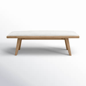 Tabouret ou pouf élégant pour la décoration intérieure, banc rembourré en gingembre et lin naturel - Product Image 1