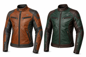 Veste de moto en cuir avec logo personnalisé |   Cognac Noir Forêt Verte Bleue |   Fabricant OEM ODM |   Qualité de conception haut de gamme | - Product Image 5
