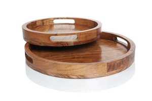 Bandeja y Plato de Servir de Madera - Plato Redondo de Diseño Clásico y Duradero para Frutas, Postres, Pasteles, Quesos y Charcutería - Product Image 3