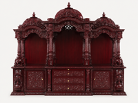 Grand Temple Hindou pour Pooja avec Rangement, Taille Personnalisée, en Bois de Teck, Fabricant et Exportateur de Mandirs Traditionnels, Vente en Gros aux États-Unis