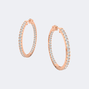 2.10CTW Round Brilliant Cut Pave Set Diamond <b>Large</b> <b>Hoop</b> Earrings for Women - Product Image 6