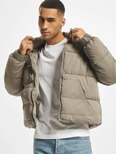 Veste matelassée gris clair pour homme, col montant, coupe-vent, manteau d'hiver, rembourrage épais en polyester, coupe régulière, fermeture éclair, décontractée - Product Image 3