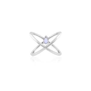 18K Pear Cut Criss Cross Sapphire Statement <b>Ring</b> for Women-Vermeil Plated White <b>Gold</b> - Product Image 6