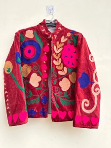 Veste Bohème Suzani Broderie Florale Manteau Court Hiver Chaud Style Hippie pour Femme Vente en Gros Direct Usine - Product Image 3
