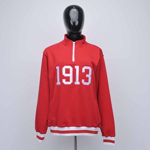 Sudadera de algodón personalizada para mujer, fabricación al por mayor, con apliques bordados en la parte delantera, cremallera de cuarto, cuello alto, para otoño - Product Image 1