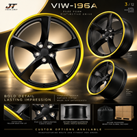 Jantes forgées à cinq branches avec liseré jaune, 18-22 pouces, finition noir brillant avec liseré jaune, modèle VIW-196A pour BMW, Audi, Mercedes-Benz