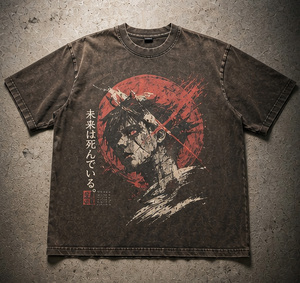 T-shirt graphique personnalisé pour homme, coupe oversize et carrée, épaules tombantes, en coton épais, délavé à l'acide, imprimé DTG, style streetwear, coupe courte, pour l'été - Product Image 1
