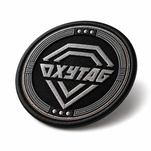Patch brodé Oxytag rond noir en feutre non tissé, badge à coudre, patch décoratif en tissu, prix abordable, OEM personnalisé, vente en gros - Product Image 2