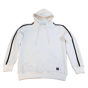 Sudadera con Capucha Personalizada, Bordada, Vintage, de Invierno, de Secado Rápido, de Forro Polar Grueso, de Poliéster/Algodón, con Franja Lateral Blanca y Negra - Product Image 1