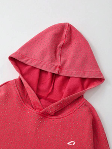 Sudaderas con Capucha de Algodón y Forro Polar con Pedrería en Toda la Superficie, Estilo Oversize para Hombre, Acabado Brillante, Suministro de Marca Personalizada para Streetwear - Product Image 4