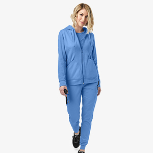 Nouveau design personnalisé – Sweat à capuche pour femme avec cordon de serrage, poches zippées, coupe ajustée, en molleton de coton, pour l'hiver – Blousons de travail pour femme - Product Image 6