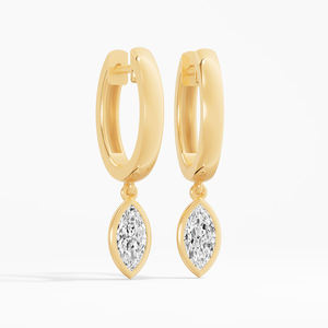 Pendientes de Aro ZAWO HOUSE Premium para Mujer con Diamantes VVS1 Corte Marquesa, Plata de Ley 925 con Engaste de Bisel, Bañados en Plata, Regalo - Product Image 4