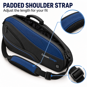 Bolsa de Transporte para Raqueta de Squash Azul Marino Personalizada con Compartimento Frontal con Cierre y Asas de Transporte Prácticas para Entrenamiento y Viajes - Product Image 4