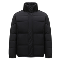 Blouson Bomber Homme Personnalisé à Col Montant, Matelassé et Rembourré, Manteau d'Hiver Coupe-Vent Chaud pour l'Extérieur, Doudoune Noire pour Homme