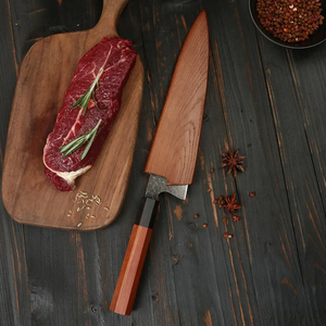 Couteau de chef en acier Damas, forgé à la main, style japonais, manche en bois, ambidextre, couteau de cuisine forgé à la main, vente en gros OEM - Product Image 4