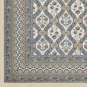 Sábana de Algodón Jaipuri Tamaño King Heritage, Color Beige, con Patrón Floral Étnico, para Uso en Hoteles y Resorts - Product Image 3