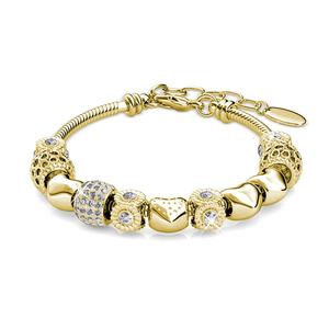 Bracelet pour femmes Daisini plaqué or 18 carats avec charmes en forme de cœur d'amour rayonnants, réglable, orné de cristaux Swarovski - Product Image 6