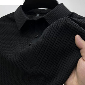 Camiseta de Golf de Verano para Hombre, de Alta Calidad, Tejida, 100% Algodón, Color Sólido, Fresca, Informal, con Cuello Rib, Transpirable, de Manga Corta - Product Image 2