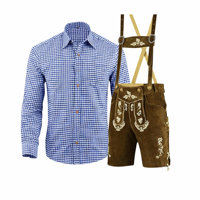 Tenue authentique bavaroise alpine en Lederhosen bleu pour hommes, costume de festival Oktoberfest, tailles 46 à 60