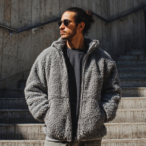 Veste Sherpa Homme Polaire Manches Longues Entièrement Zippée Manteau Hiver Chaud Veste Polaire Sherpa Homme Entièrement Zippée - Product Image 6