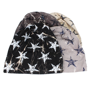 Unisex Slouchy Star Print Beanie <b>Hat</b> Soft Cotton Stretch Skullcap Streetwear Hip Hop Casual Headwear Wholesale OEM Multi-Color - Product Image 2