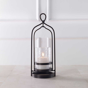 Porte-bougie en fer fait main avec verre, style hurricane, pour centre de table de mariage, finition antique, idéal comme cadeau - Product Image 2