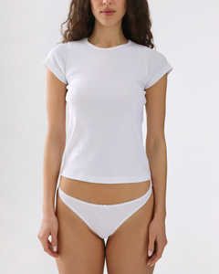 Camiseta Básica Ajustada para Mujer, 100% Algodón, Transpirable, Corta, de Manga Corta, para Uso Diario Informal, Suministro de Fábrica OEM - Product Image 5