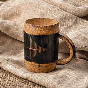 Hand Carved Wooden <b>Mug</b> Engraved <b>Tree</b> Design Polished Brown Handle Cup for Gift and Home Decor - Product Image 6