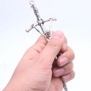 Cruz de Recuerdo de 14*5cm con Icono de Jesús, Chapada en Plata Antigua, Aleación de Zinc - Product Image 4