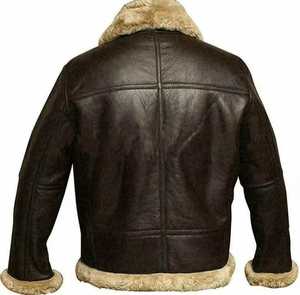 <b>Men's</b> Genuine <b>Leather</b> <b>Jacket</b> with Polyester Lining Zipper Closure Stand Collar Autumn Casual Slim Waterproof Regular Sleeve - Product Image 3