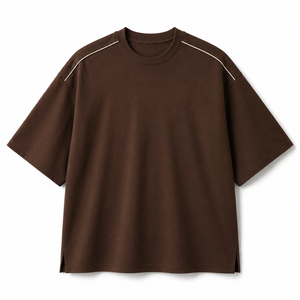 T-shirt en coton bleu marine à manches courtes et col rond pour homme, coupe classique, couleur unie, tricot jersey, pour adultes - Product Image 3