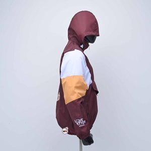 Winthrop Mens Color Blocking Hooded <b>Racer</b> <b>Jacket</b> Quarter Zip Windproof Sporty Style Autumn Outerwear Regular Fit Polyester - Product Image 4