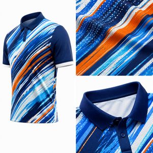 T-shirt pour homme à manches courtes en tissu Dotknit imprimé par sublimation bleu, orange et blanc, 170 GSM, de qualité supérieure, séchage rapide, coupe classique, décontracté et sportif - Product Image 4