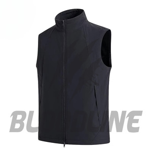 Gilet coupe-vent sans manches pour homme, noir, fermeture éclair intégrale, vêtements d'hiver - Product Image 1