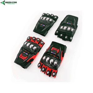 ถุงมือ Daizen Star Tactical แบบครึ่งนิ้ว สีแดงดำ ทำจาก PU ทนทาน ยาวถึงข้อมือ สำหรับเล่นกีฬา - Product Image 2