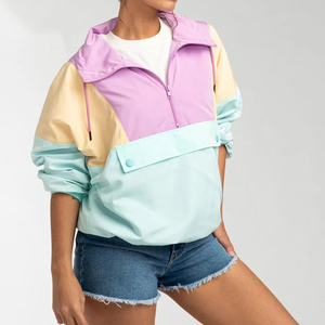 Unisex Hooded <b>Racer</b> <b>Jacket</b> Zipper Closure Sporty Color Blocking Windproof Polyester Spring Season Regular Fit - Product Image 5