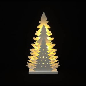 Albero di Natale in Legno da 10 Pollici con LED, Decorazione da Tavolo a Batterie AA per Casa e Natale - Product Image 1