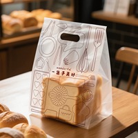 Sac en plastique HDPE personnalisé avec poignée longue pour café/pâtisserie/gâteau/burgur/sandwich/utilisation en restaurant