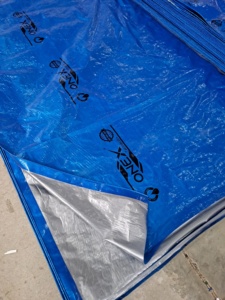 Bâche en tissu bleu avec œillets et boucles métalliques, imperméable, tissée, poids moyen - Product Image 3