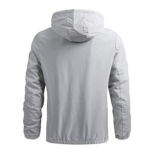 Chaqueta Cortavientos con Capucha para Hombre, Personalizable con Logotipo, de Lona Sólida, con Cierre Frontal, Resistente al Viento, para Otoño e Invierno, Servicio OEM - Product Image 5