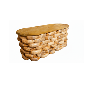 Mesa Consola ARTERRA Premium Hecha a Mano con Diseño Rústico Moderno y Duradero en Madera de Teca con Acabado Guijarro, Ecológica para Sala de Estar - Product Image 1