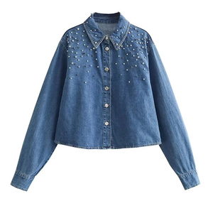 New Casual Eco-Friendly High Street Winter Loose Lapel Denim Long Sleeve Bomber <b>Jacket</b> Short Women's - Product Image 1