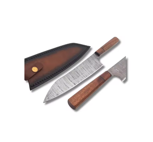 Cuchillo de Chef Profesional LEGACY BLADES de Damasco, 8 Pulgadas, Forjado a Mano, Moderno, Ambidiestro, Apto para Lavavajillas, con Mango de Madera Afilado, para el Hogar - Product Image 1