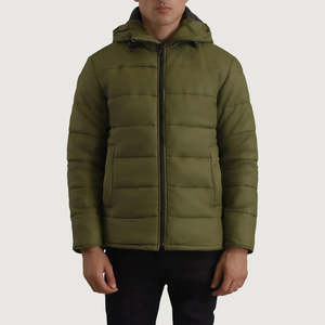 Blouson matelassé à capuche personnalisé pour homme – Collection Printemps – Style universitaire, moto, streetwear – Design uni, imperméable à l'avant - Product Image 5