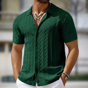 Nouveaux polos jacquard respirants pour hommes, manches courtes, texture tricotée légère, chemises de golf en tricot, meilleure qualité à bon prix - Product Image 1