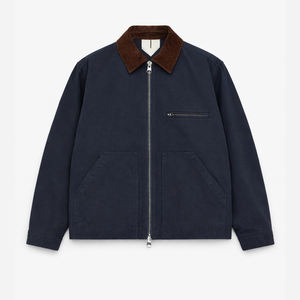 เสื้อแจ็คเก็ตผ้าแคนวาสสีแทนสำหรับผู้ชาย OEM พร้อมปกคอร์ดูรอย ซิปแบบสั่งทำพิเศษ เสื้อแจ็คเก็ตอเนกประสงค์ลำลอง - Product Image 3