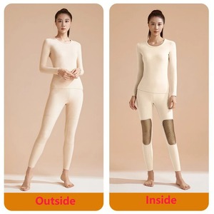 Ropa Interior Térmica de Algodón para Mujer, Conjunto de Leggings Térmicos con Cuello en V y Encaje, Ropa Térmica Larga para Mujer - Product Image 2