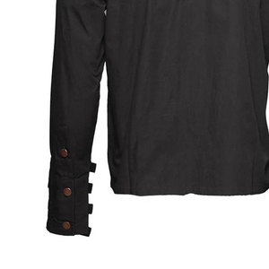 Gothic Men's Steampunk Style <b>Shirt</b> Black Long Sleeve Industrial Top with Copper-Tone Buckle Closures - Product Image 5