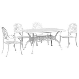 Juego de Comedor de Jardín de Aluminio Fundido Blanco de 5 Piezas, Muebles de Exterior Tradicionales Resistentes a la Intemperie - Product Image 2