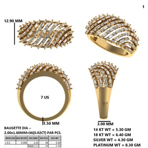 Diagonal Radiance Diamond <b>Statement</b> <b>Ring</b> - Product Image 5